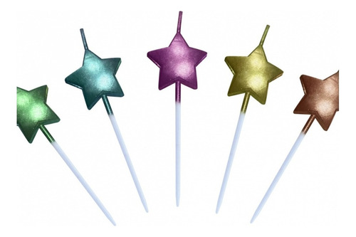Velas Set Estrellas Metalizadas X 5 Piezas