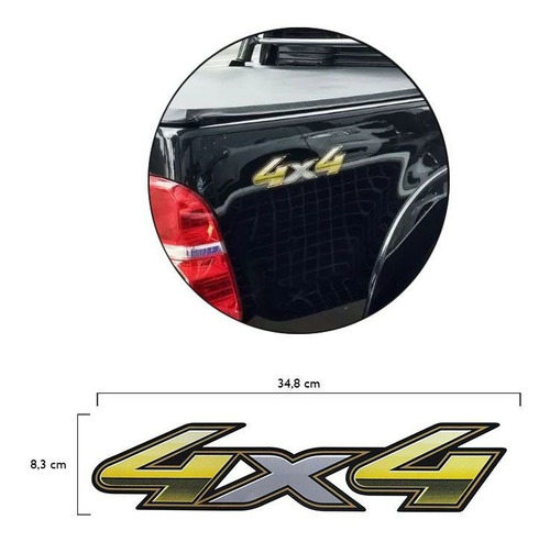 Imagem 3 de 3 de Par De Adesivos 4x4 Toyota Hilux Flex 2013 À 2015 Dourado