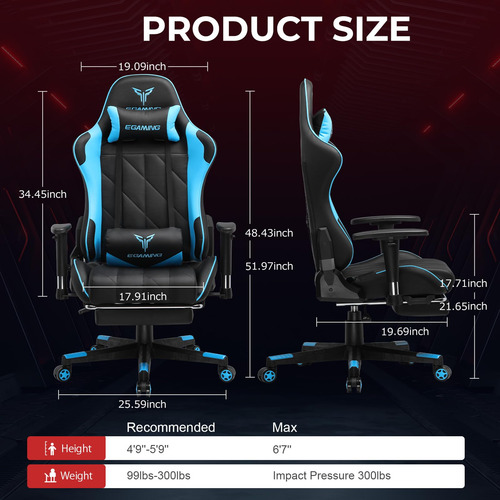 Silla Ergonómica De Videojuegos Con Respaldo Alto Y Reposapi