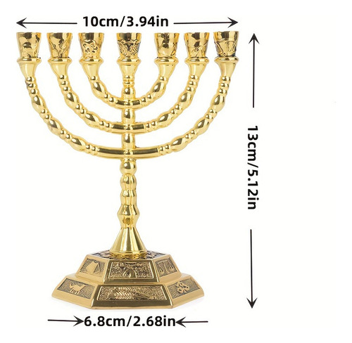 Candelabro Portavelas Dorado De 7 Brazos