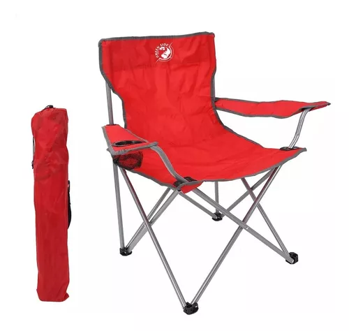 Silla Plegable Camping Apoyabrazos - Porta Vaso y Bolso