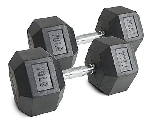 Mancuernas Hexagonales De Goma Negra Titan Fitness