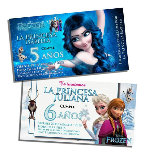 Tarjetas Invitaciones Cumpleaños Frozen+sobres