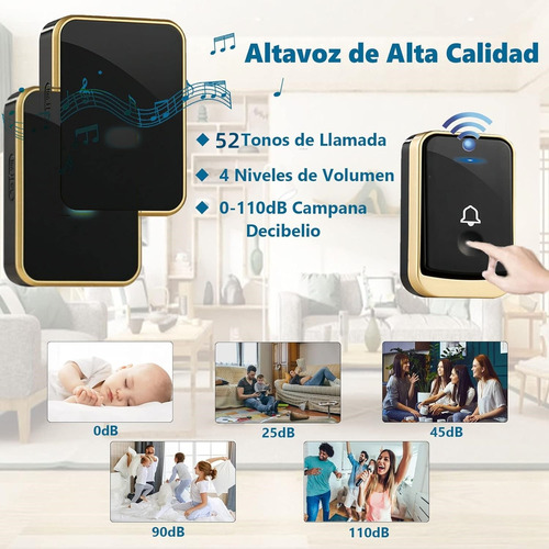 Timbre Inalámbrico Impermeables Exterior Con 2 Receptores