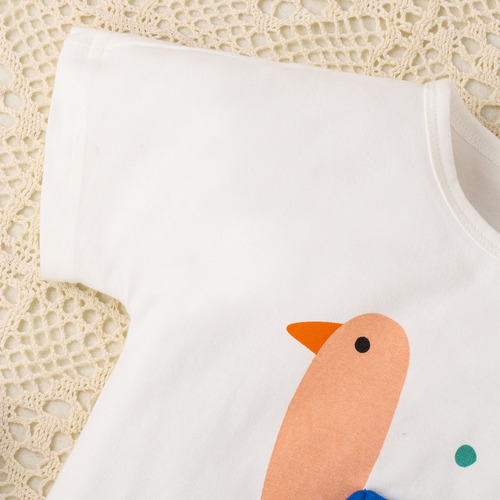 2pcs Conjunto De Algodón De Manga Corta Para Bebés D 1-6 Año Blanco 2-3 Y