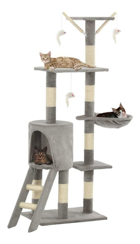 Torre Rascador Para Gatos Con 4 Niveles. 138cm - Importada