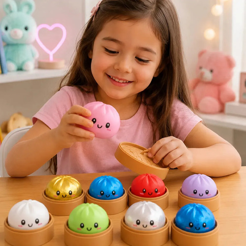 Dumpling Squishy Viral Tik Tok Bolinho Baozi Surpresa Cor Sortidos