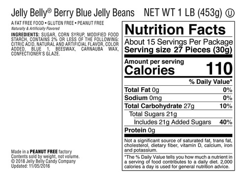 Jelly Beans Berry Jalea Azul - 1 Libra (16 Onzas) Resellable