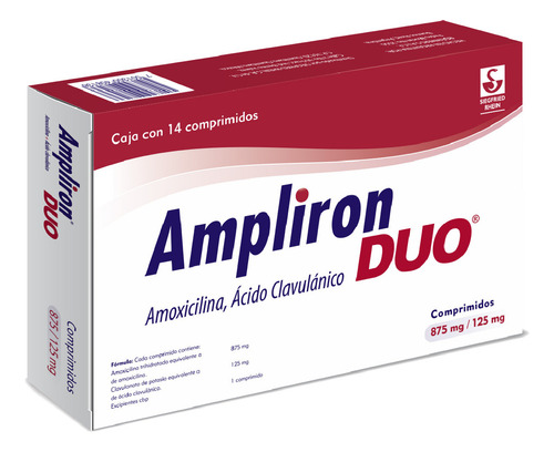 Ampliron Duo Comprimido 875/125 Mg, 14 Comprimidos