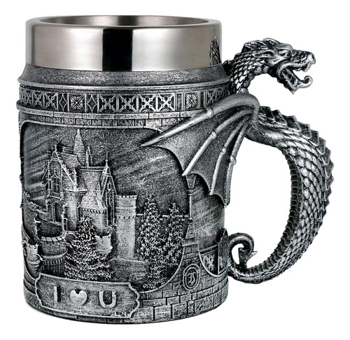 Alikiki Taza De Cafe Medieval Con Diseno De Dragon De Castil