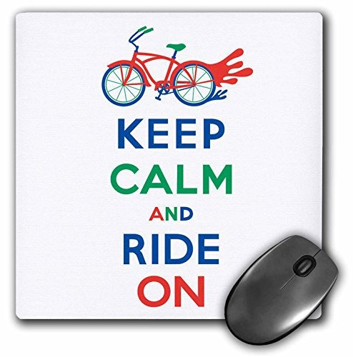 3d Rose Keep Calm And Ride On Red Blue And Green Matte