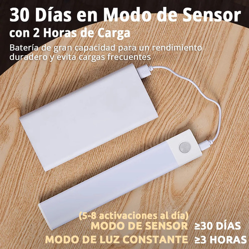 30cm Lámpara Premium 60 Led Barra Luz Sensor Movimiento Casa Negro