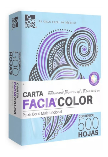 Papel Facia Bond Carta En 4 Colores Paquete Con 500 Hojas Color Azul