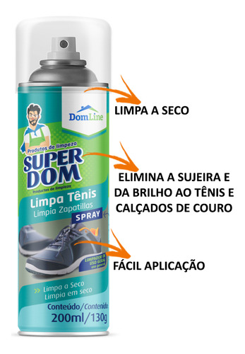 Limpa Tenis A Seco Desengraxante Sapato Couro 200ml - 3 Un