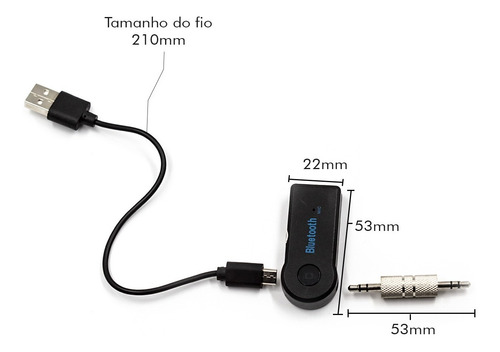 Adaptador Receptor Bluetooth Usb Musica P2 Chamada Som Carro