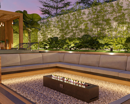 Lareira Fire Pit A Gás Retangular 100 Cm Externa Fogo E Art
