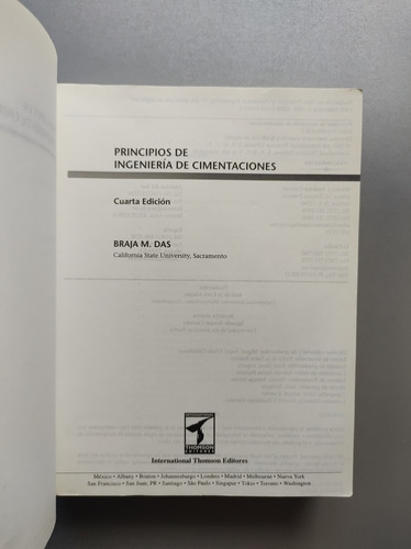 Principios De Ingeniería De Cimentaciones - Braja M. Das (Usado)