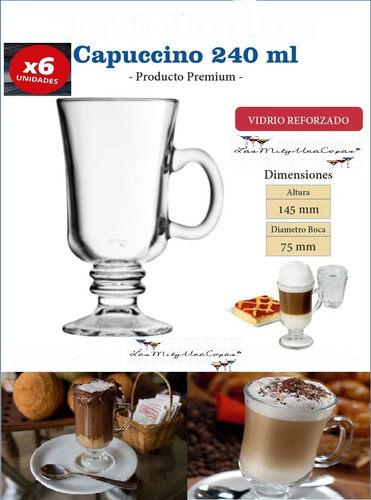 Taza Jarrito Copa Capuchino Grande X6 Irlandes Oferta 