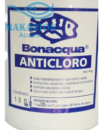 Imagen 2 de 7 de Anticloro Bonacqua 1 Litro Agua Pecera Acuario Peces