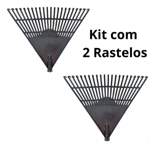 2x Vassouras Plástica 22 Dentes Rastelo Jardinagem Grama Profissional Sem Cabo - Construnova
