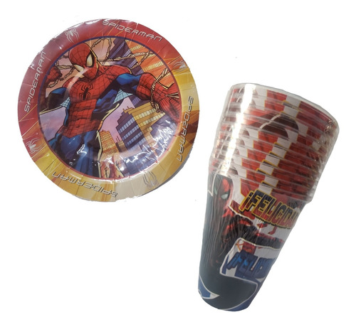 Spiderman.  Kit Fiesta Para 50 Niños, Platos, Vasos