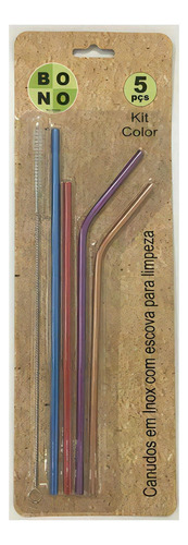 Kit 4 Canudos Colors Ecológicos E Reutilizáveis Em Inox