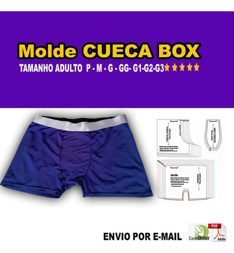 Molde Pdf De Cueca Box Adulto Para Corte E Costura