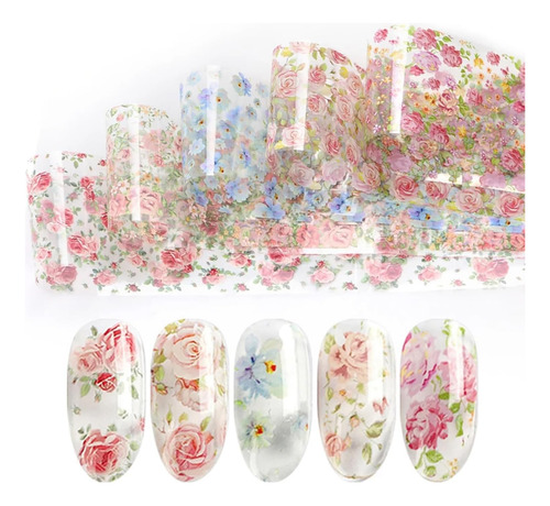 Calcomanías De Diseño De Uñas De Flores, Calcomanías De Enca