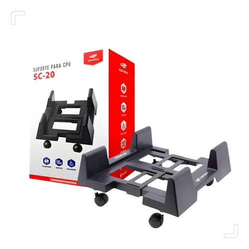 Suporte Carrinho Para Cpu Preto Com Rodinhas