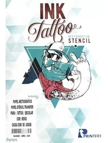 Papel Hectografico Stencil Ink Tattoo 50 Fls Roxo Tatuagem