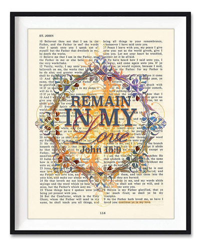 Remain In My Love  John 15: 9  Vintage Bible Verse Scripture