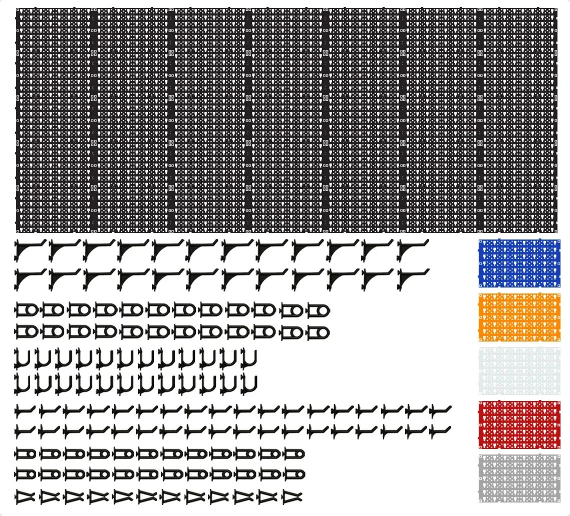 Painel Organizador De Ferramentas Plástico Ajustável 207x87 Perfurado Reforçado Pegboard Nerf Cor Preto