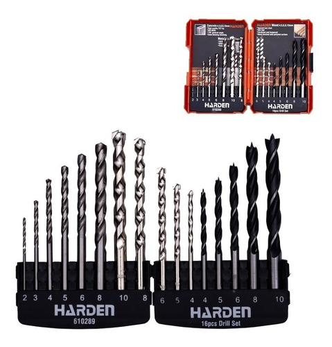 Juego Set Mechas Para Madera Metal Pared 16pz Harden 610289