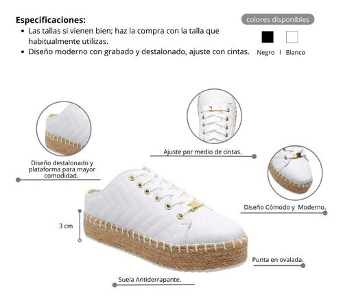 Tenis Sueco De Yute Mujer Marisa Blanco