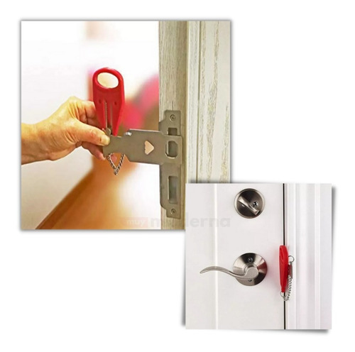 Imagen 3 de 7 de Cerradura Tranca Puertas Portátil Para Hogar Viajes Hotel M®