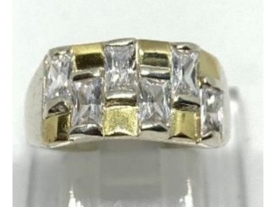 Hermoso Anillo En Plata Y Oro Con Piedras!