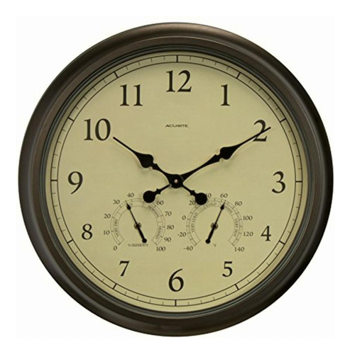 Acurite 61 cm Envejecido Reloj De Pared Con Termómetro E