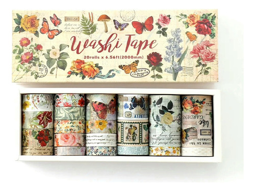Set 20 Washi Tape Decorativa Naturaleza Journaling Scrapbook