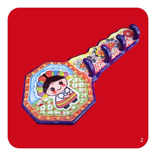 Imagen 2 de 10 de Porta Llaves De Talavera Poblana Perchero Color 27 Cm Prl