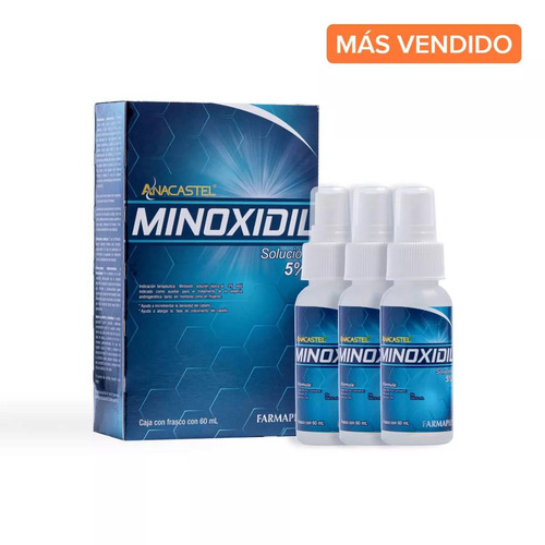 Imagen 1 de 8 de 3 Piezas De Minoxidil 5% Anacastel Liquido Acelerador De Crecimiento Y Fortalecimiento De Cabello