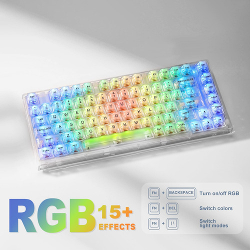 Yunzii X75 82 Tecla Hot Mechanical Keyboard Con Teclas Trans