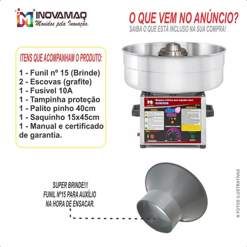 Imagem 6 de 8 de Máquina De Algodão Doce Ad-43 Aluminum Profissional Inovamaq