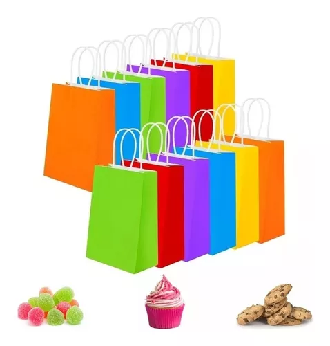 GWHOLE 50 Bolsas de Regalo Bolsas Plástico para Regalos Fiestas Infantiles  de Cumpleaños -16,5 x 25cm Bolsas para Dulces de Colores Decoraciones