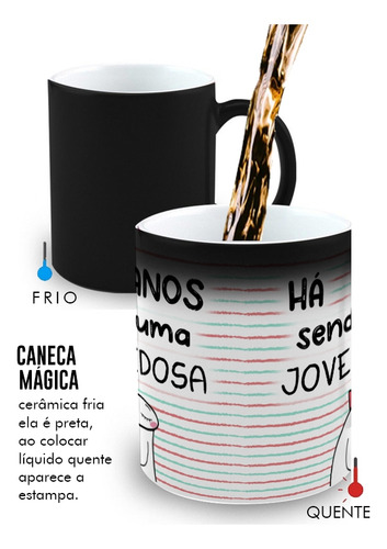 Caneca Mágica Porcelana Presente Meme Flork Jovem Idosa