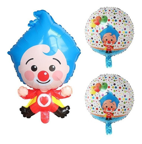 Pack 3 Globos Metalizados Payaso Plim Plim 