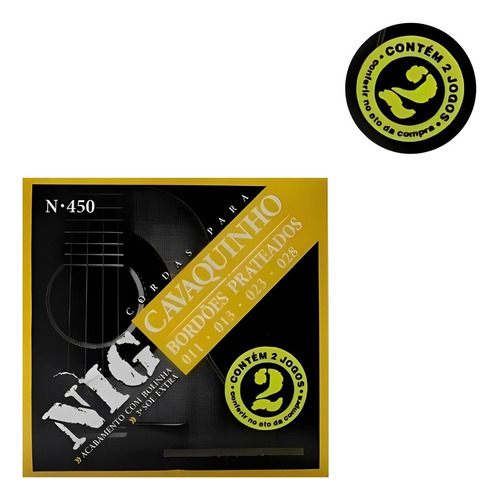 Kit 2 Jogos Encordoamento Cavaquinho Nig N450 011 + Brinde