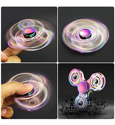 Fidget Spinner De Acero Inoxidable Color Tornasol Antiestres