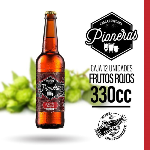 Cerveza Pioneras, Estilo Frutos Rojos Caja 12 Unidades