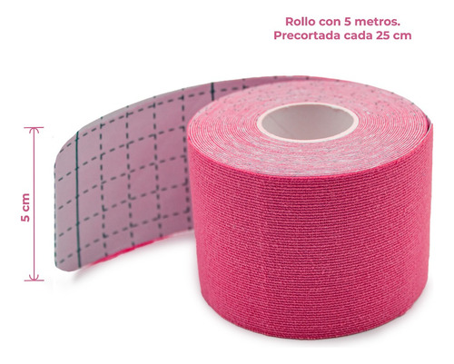 Cinta Kinesiológica Rosa 5m Pre-cortada Go Plus