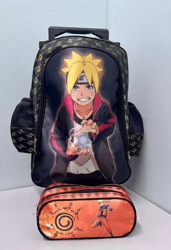 Kit mochila e estojo grande padrão escolar Naruto uzumaki versão